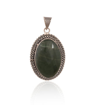 Natural Green Onxy oval Shaped Stone Pendand for Women & Girls