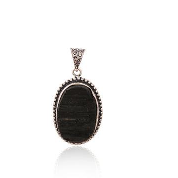 Natural Black Tourmaline Oval Shaped Pendant for Men & Women