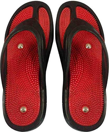 ACUPRESSURE & MAGNETIC SLIPPER RED BLACK SIZE (4-10) BLOOD CIRCULATION UNISEX