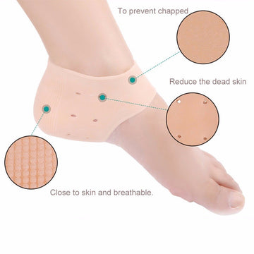 Silicone Gel Heel Pad Socks For Heel Swelling Pain Relief,Dry Hard Cracked Heels Repair Cream Foot Care Ankle Support Cushion - For Men And Women - (Free Size) (1 Pair)