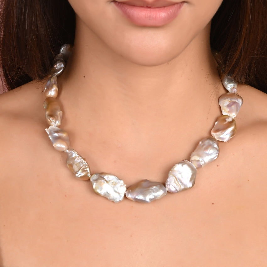 Natural Raw Pearl Necklace for Women & Girls