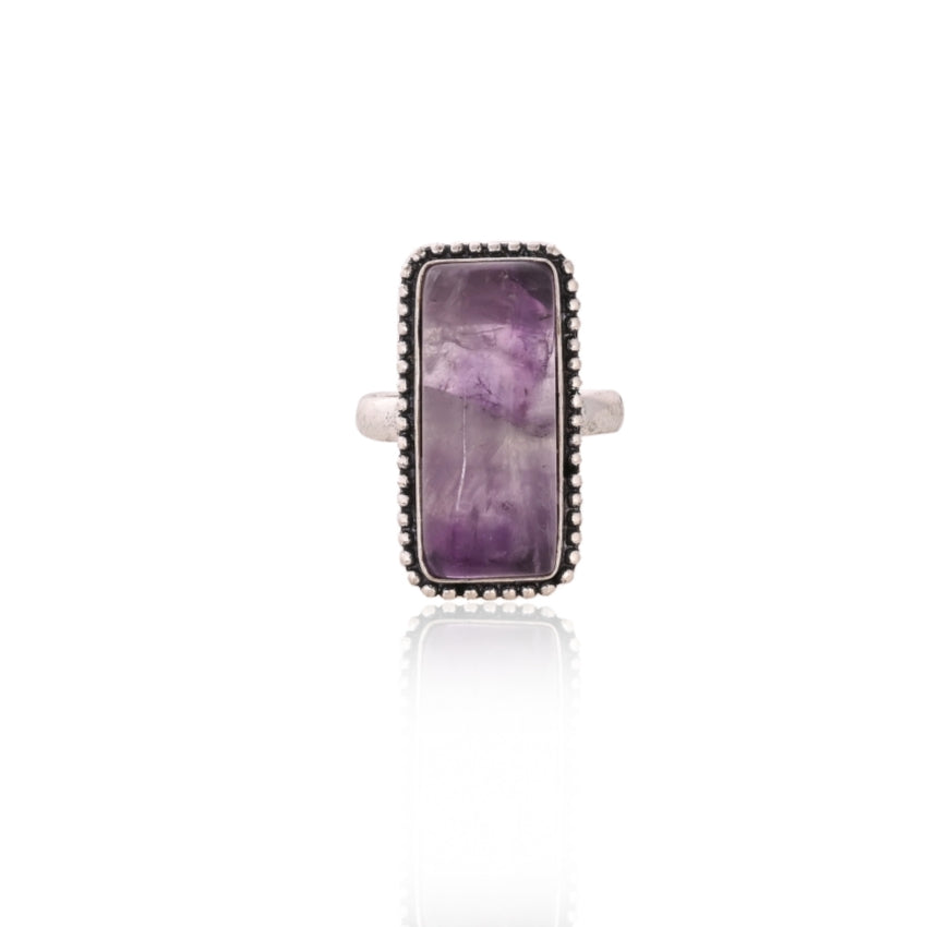 Natural Amethyst Rectangular Ring for Men & Women