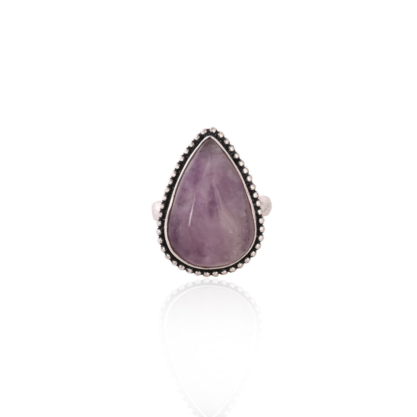 Natural Amethyst Tear Drop Shape Ring for Men & Women