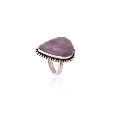 Natural Amethyst Tear Drop Shape Ring for Men & Women