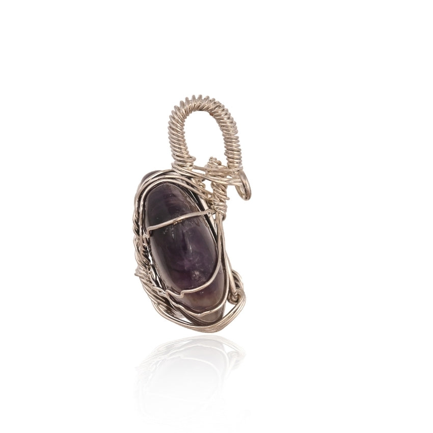 Amethyst Heart with Wire Wrap Tree Pandent for Women & Girls