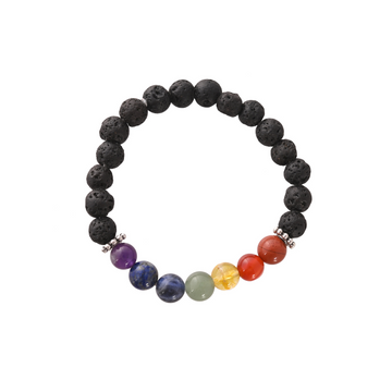 7 Chakra And Lava Stone Crystal Bracelet