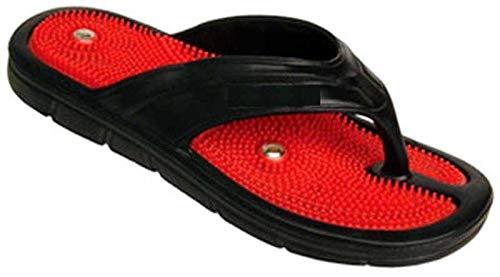 ACUPRESSURE & MAGNETIC SLIPPER RED BLACK SIZE (4-10) BLOOD CIRCULATION UNISEX