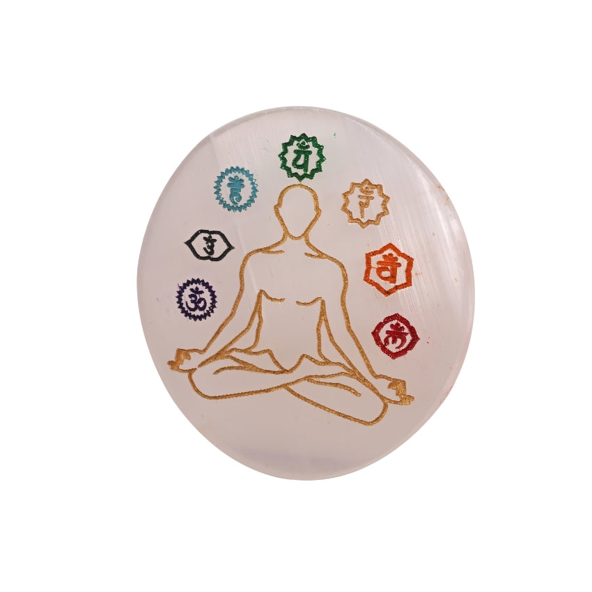 7 Chakra Selenite Charging Plate (Cleansing Energy & Recharging Crystals)