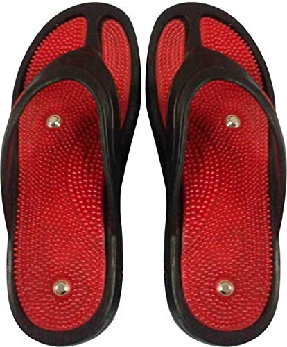 ACUPRESSURE & MAGNETIC SLIPPER RED BLACK SIZE (4-10) BLOOD CIRCULATION UNISEX