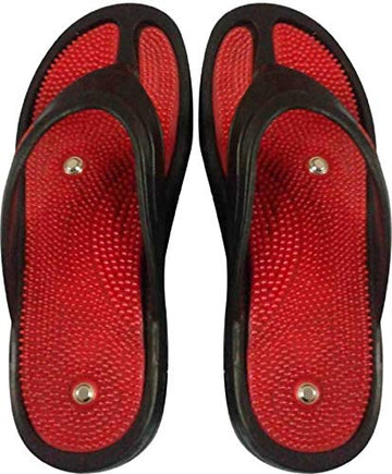 ACUPRESSURE & MAGNETIC SLIPPER RED BLACK SIZE (4-10) BLOOD CIRCULATION UNISEX