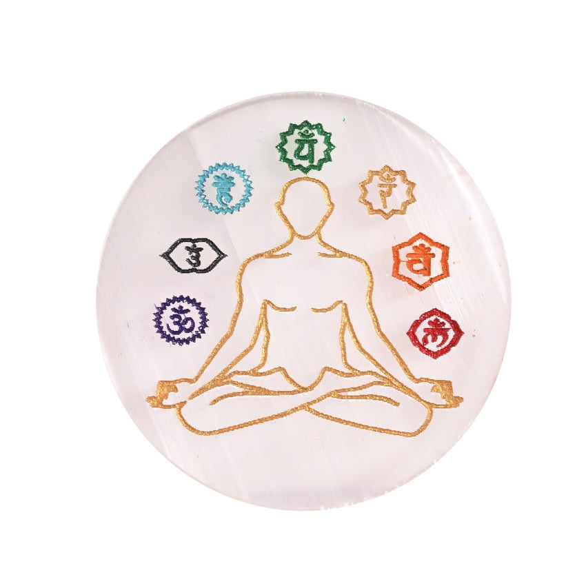 7 Chakra Selenite Charging Plate (Cleansing Energy & Recharging Crystals)