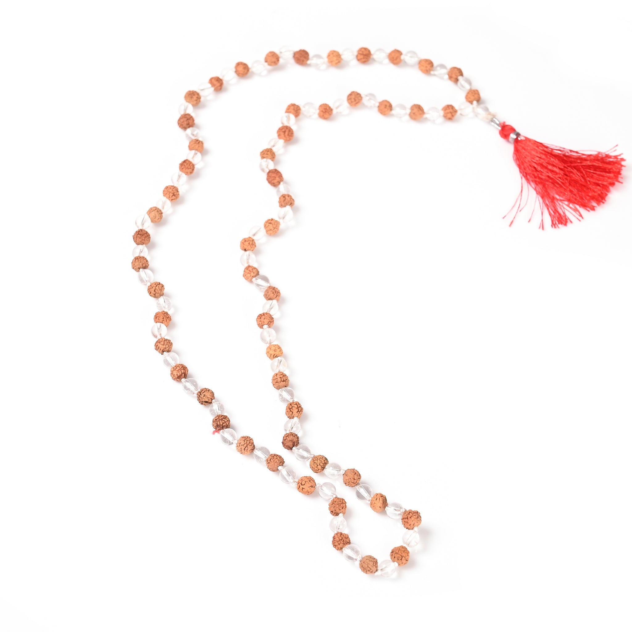 Natural Sphatik Rudraksha Mala(अभिंमत्रित & ब्रह्मगांठ ) 108 Beads with lab testing Report