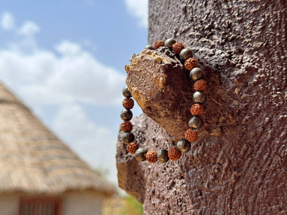 Natural Pyrite Rudraksha Bracelet, Original and Natural Rudraksha Beads